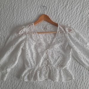 Aritzia Wilfred Caravan Blouse, White, Size XXS